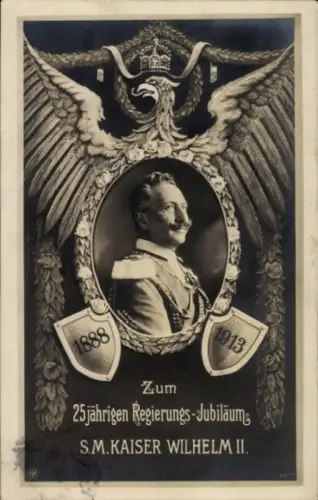 Passepartout Ak Kaiser Wilhelm II., Portrait, 25 jähriges Regierungsjubiläum