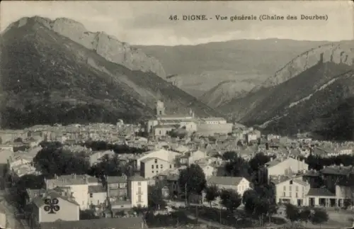Ak Digne Alpes de Haute Provence, Vue générale, Chaine des Dourbes