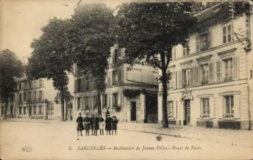 Ak Sarcelles Val-de-Oise, Institution de Jeunes Filles, Route de Paris