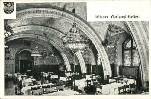 Ak Wien, Wiener Rathauskeller, Innenansicht