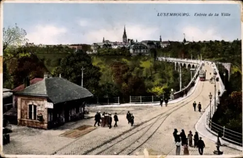 Ak Luxembourg Luxemburg, Fort Thüngen, Trois Gland, Drei Eicheln, Dräi Eechelen, Brücke mit Straß
