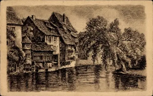 Künstler Ak Nürnberg, an der Pegnitz