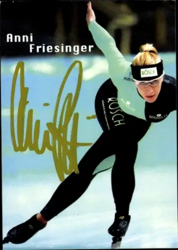 Autogrammkarte Eisschnellläuferin Anni Friesinger Postma, Portrait, Autogramm