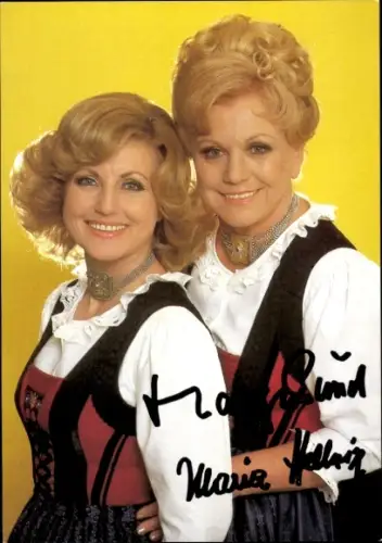 Autogrammkarte Maria und Margot Hellwig, Portrait, Autogramme