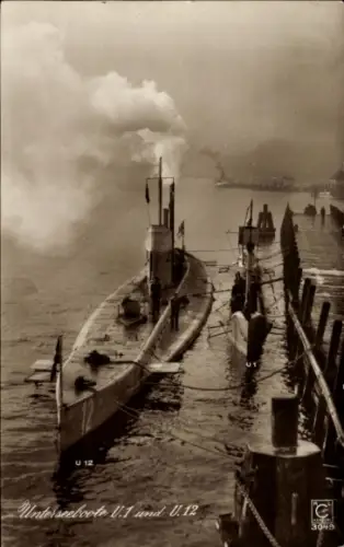 Ak Deutsches U Boot, Unterseboote U 1 und U 12, Kaiserliche Marine