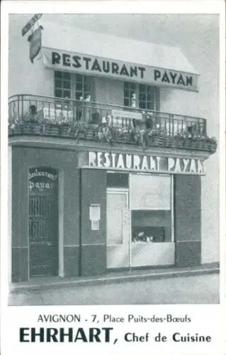 CPA Avignon, Restaurant Payan, Ehrhart, Reklame
