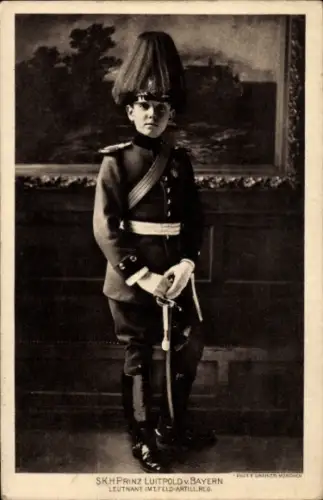 Ak Prinz Luitpold von Bayern, Leutnant im I. Feld Artillerie Regiment, Uniform