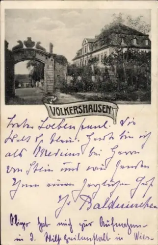Foto Ak Volkershausen Maßbach in Unterfranken Bayern, Villa, Tor