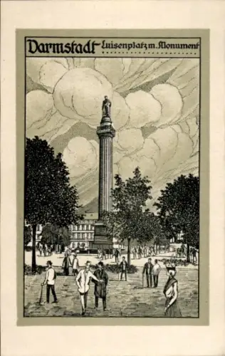 Ak Darmstadt in Hessen, Luisenplatz, Monument