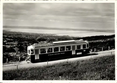 Ak Sankt Gallen Stadt Schweiz, Elektrische Bahn St. Gallen, Speicher, Trogen, Bodensee