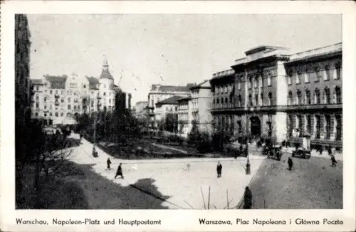 Ak Warszawa Warschau Polen, Napoleon Platz und Hauptpostamt