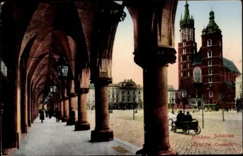 Ak Kraków Krakau Polen, Sukiennice, Tuchhalle, Bogengang
