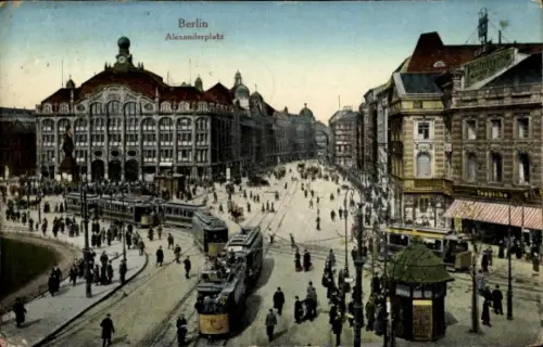 Ak Berlin Mitte, Blick auf den Alexanderplatz, Straßenbahnen