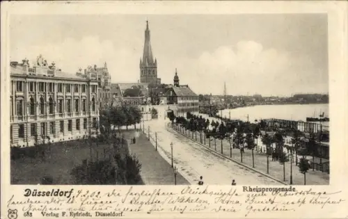 Ak Düsseldorf am Rhein, Rheinpromenade