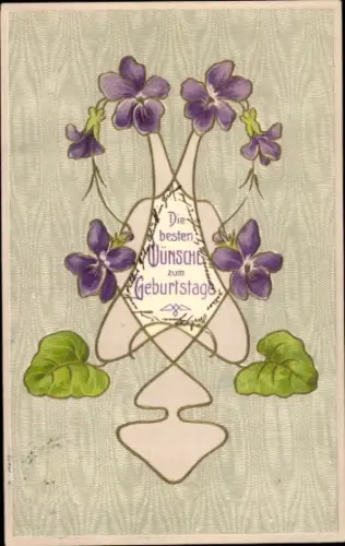 Ak Die besten Wünsche zum Geburtstag, lila Veilchen