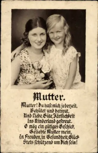 Ak Frau mit Tochter, Gedicht