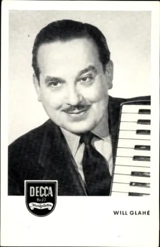 Ak Akkordeonspieler Will Glahé, Portrait