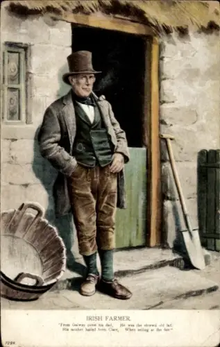 Ak Irish Farmer, Mann mit Pfeife