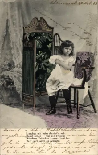 Ak Mädchen beim Ankleiden, Gedicht