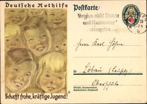 Ak Deutsche Nothilfe, Schaff frohe, kräftige Jugend
