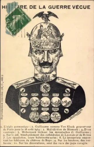 Ak Kaiser Wilhelm II., Karikatur, Abzeichen
