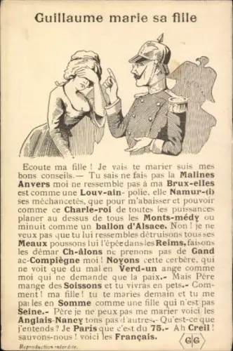 Ak Kaiser Wilhelm II. verheiratet seine Tochter, Karikatur