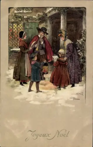 Künstler Ak Parkinson, Ethel, Glückwunsch Neujahr, Flötenspieler, Frau, Kinder, Munk 504