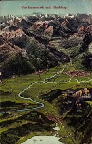 Landkarten Ak Felle, Eugen, Von Immenstadt nach Hindelang, Rettenberg, Burgberg, Burghofen