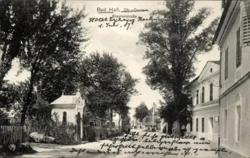 Ak Bad Hall in Oberösterreich, Blick in die Steyrer Straße, Gasthaus