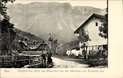 Ak Altenberg an der Rax Steiermark, Knappensteig durch den Almgraben mit der Schneealm
