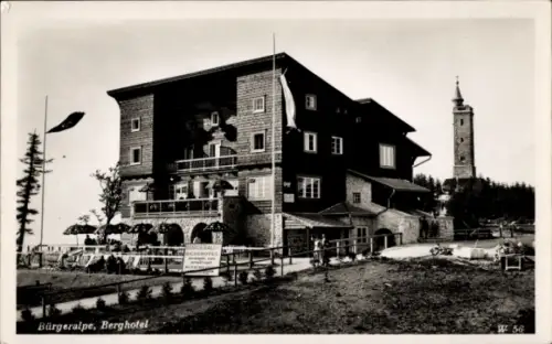 Ak Mariazell Steiermark, Blick zum Berghotel Bürgeralpe
