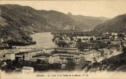 Ak Digne Alpes de Haute Provence, Le Lycee et la Vallee de la Bleone