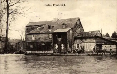Ak Selles Marne, Gebäude, Soldaten, I. WK