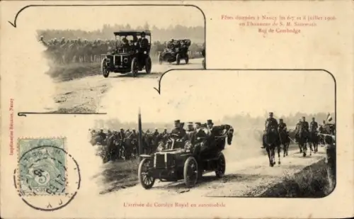 Ak Nancy Meurthe et Moselle, Fest zu Ehren von König Sisowath von Kambodscha 1906, Automobil