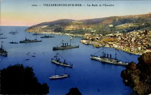 CPA Villefranche sur Mer Alpes Maritimes, La Rade et l'Escadre