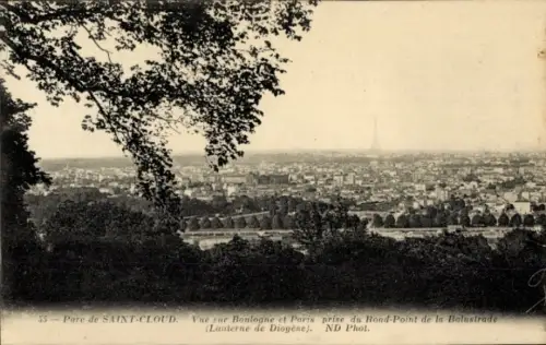 Ak Saint Cloud Hauts de Seine, Panorama, Boulogne, Paris, Rond Point de la Balustrade