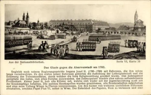 Ak Wien 9 Alsergrund Österreich, Exerzierende Soldaten, Offiziere zu Pferd, Formationen mit Geweh