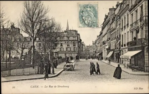 Ak Caen Calvados, Rue de Strasbourg