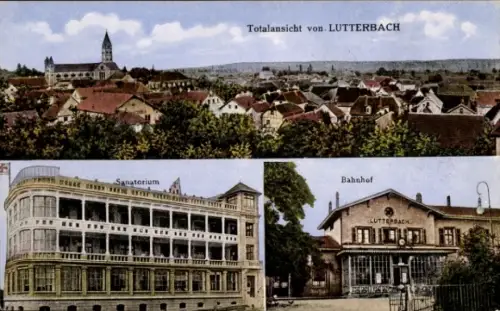 Ak Lutterbach Elsaß Haut Rhin, Sanatorium, Bahnhof