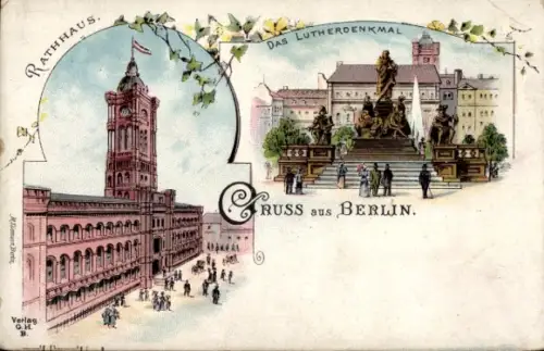 Litho Berlin Mitte, Rathaus, Lutherdenkmal