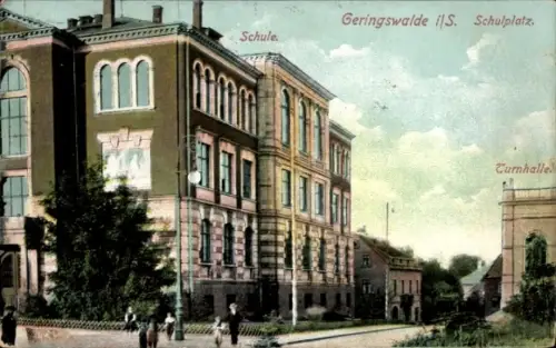 Ak Geringswalde Sachsen, Schule, Schulplatz,