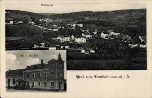 Ak Deutschneudorf im Erzgebirge, Panorama, Hotel zur Post, Deutschneudorf i. S.