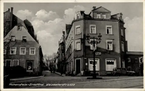 Ak Hohenstein-Ernstthal, Blick in die Weinkeller Straße