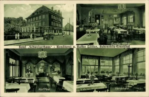 Ak Hohenstein Ernstthal in Sachsen, Hotel Schweizerhaus Konditorei Kaffee Löffler
