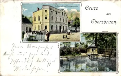 Ak Ebersbrunn Lichtentanne Sachsen, Restaurant zur Pleissanquelle, Tierpark, Ebersbrunn