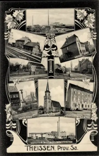 Ak Theißen Zeitz im Burgenlandkreis, Bahnhof, Gasthof zur goldenen Krone, Kirche