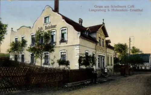 Ak Langenberg Callenberg in Sachsen, Scheibners Café