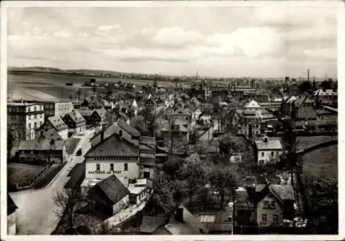 Ak Oberlungwitz in Sachsen, Oberlungwitz, Mittlerer Ortsteil, Gasthaus zur Post, Ortsansicht
