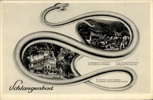Passepartout Ak Schlangenbad im Rheingau Taunus Kreis, Kurhaus, Panorama vom Ort