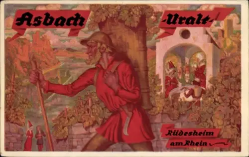 Ak Rüdesheim am Rhein, Asbach Uralt, Weinbrand